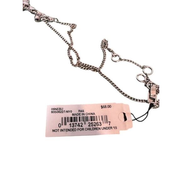 Givenchy Silver-Tone Multi Crystal Stone Pendant Y-Neck Necklace Women - Picture 4 of 6